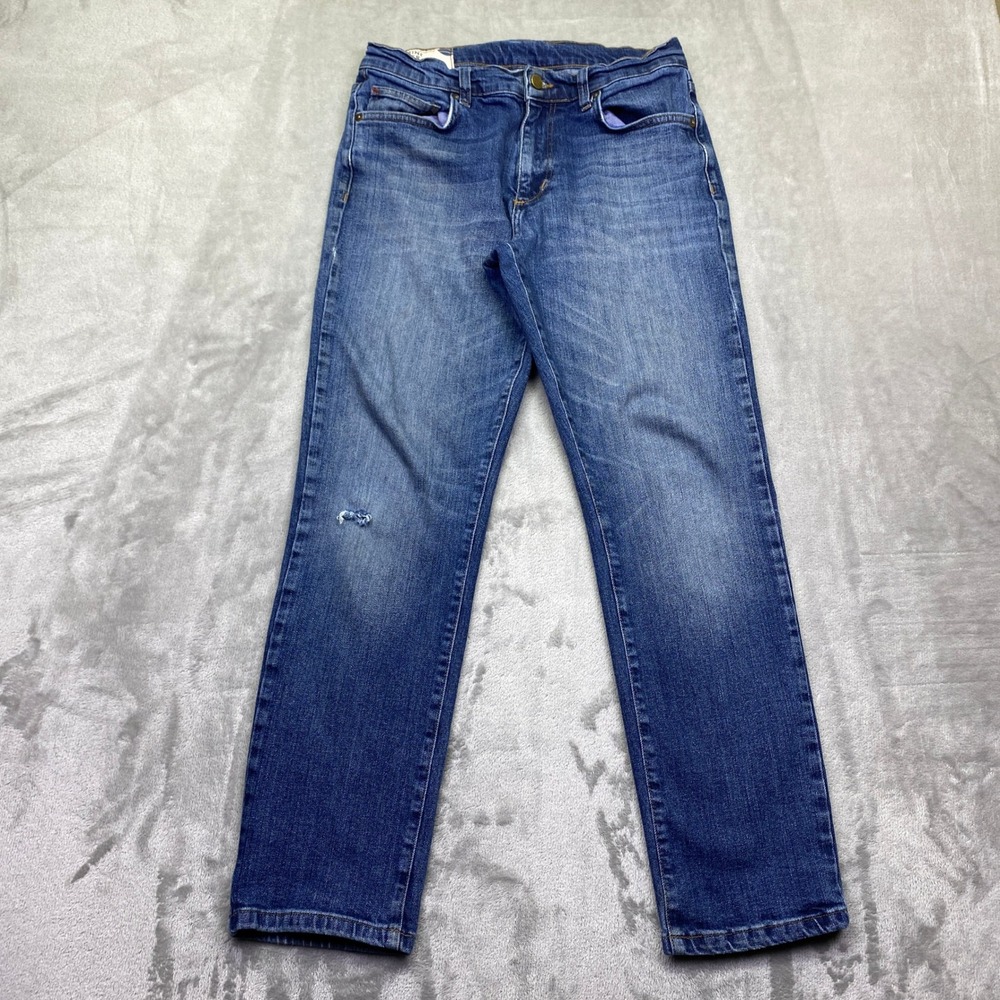 Marine Layer Mens Straight Leg‎ Jeans Blue Medium Wash Sz 32 Distressed Stretch